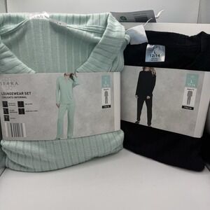 2 Serra Women’s 2-Piece Loungewear Sets Size L 12-14 Black Mint NWT